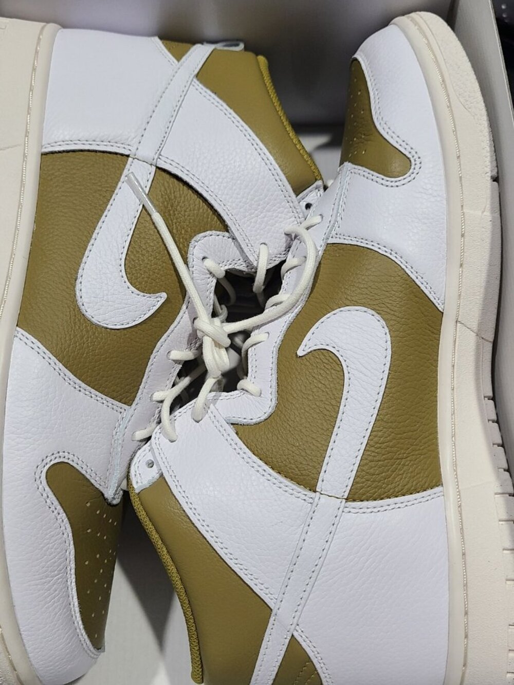 Nike By You Dunk High White Tan Kahki Gold Sail FV5511 900 Men's Size 11